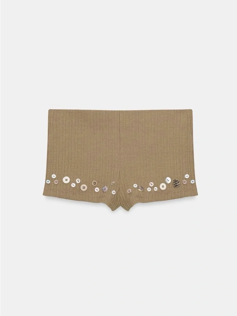 BNWT Zara Light Olive Green Rib Knit Button Shorts